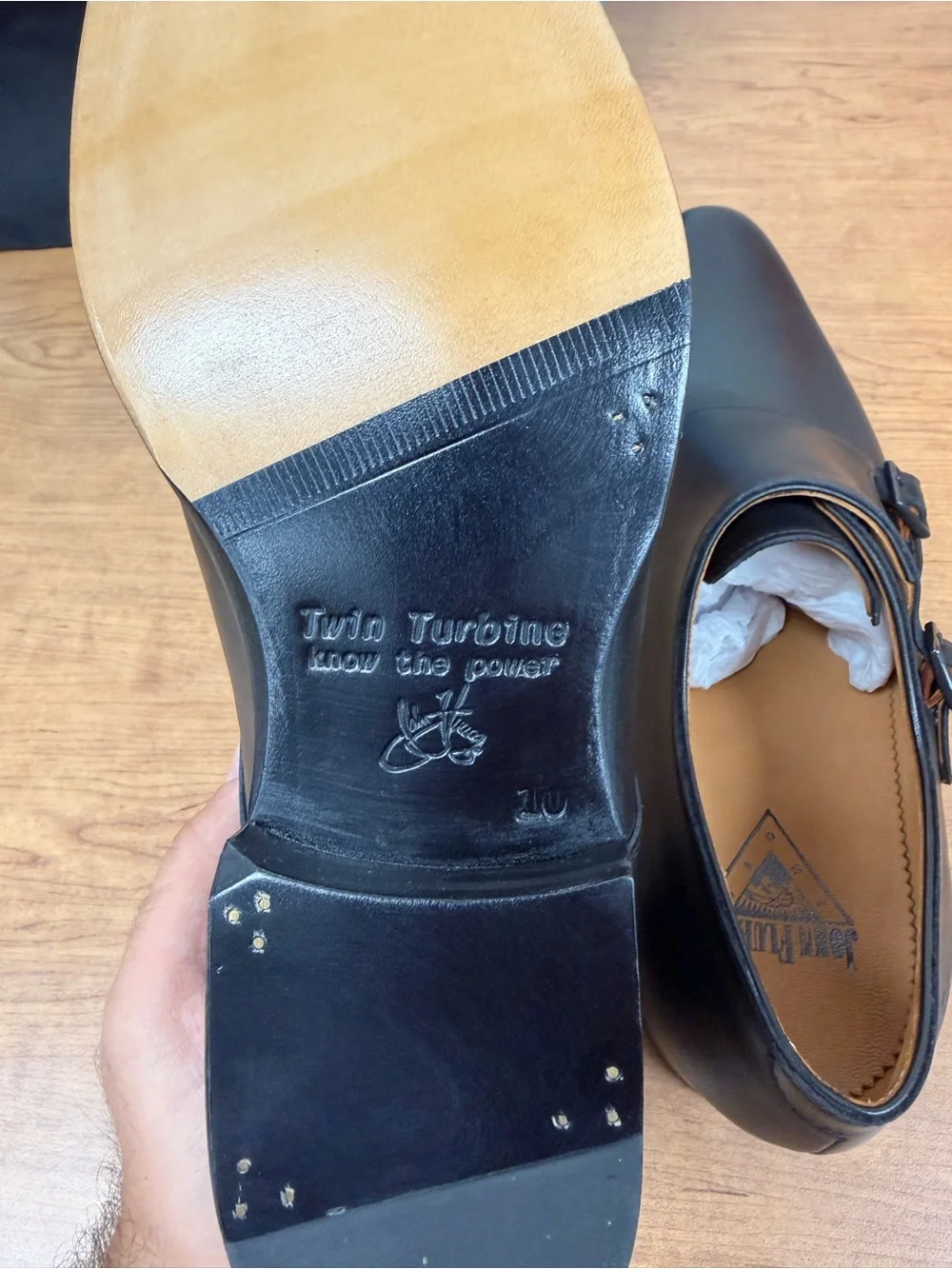 John Fluevog Twin Turbine Monk Shoes Black US 10 Brand New in Box